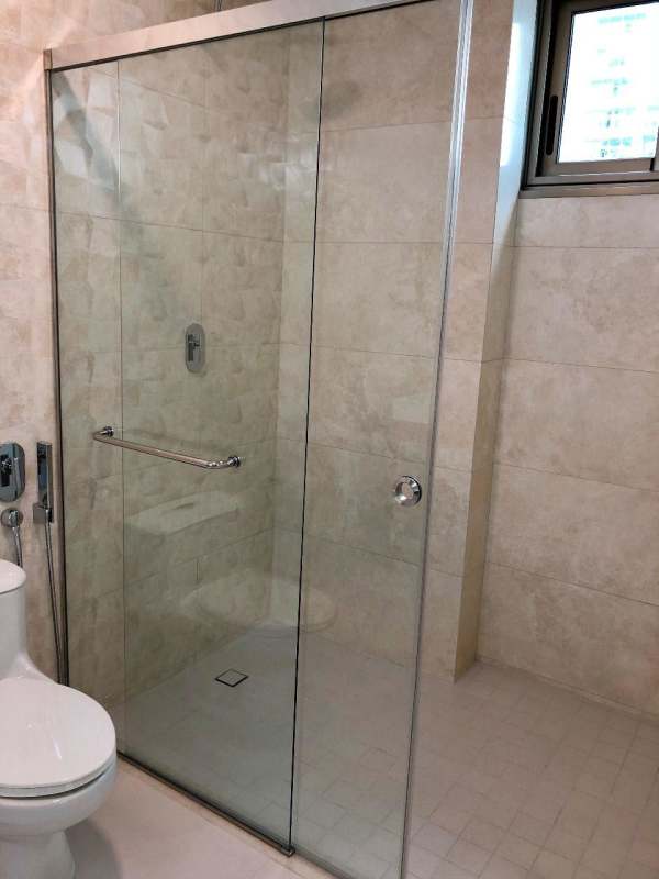 Bedroom with large windows and city skyline view luxury apartment Panama