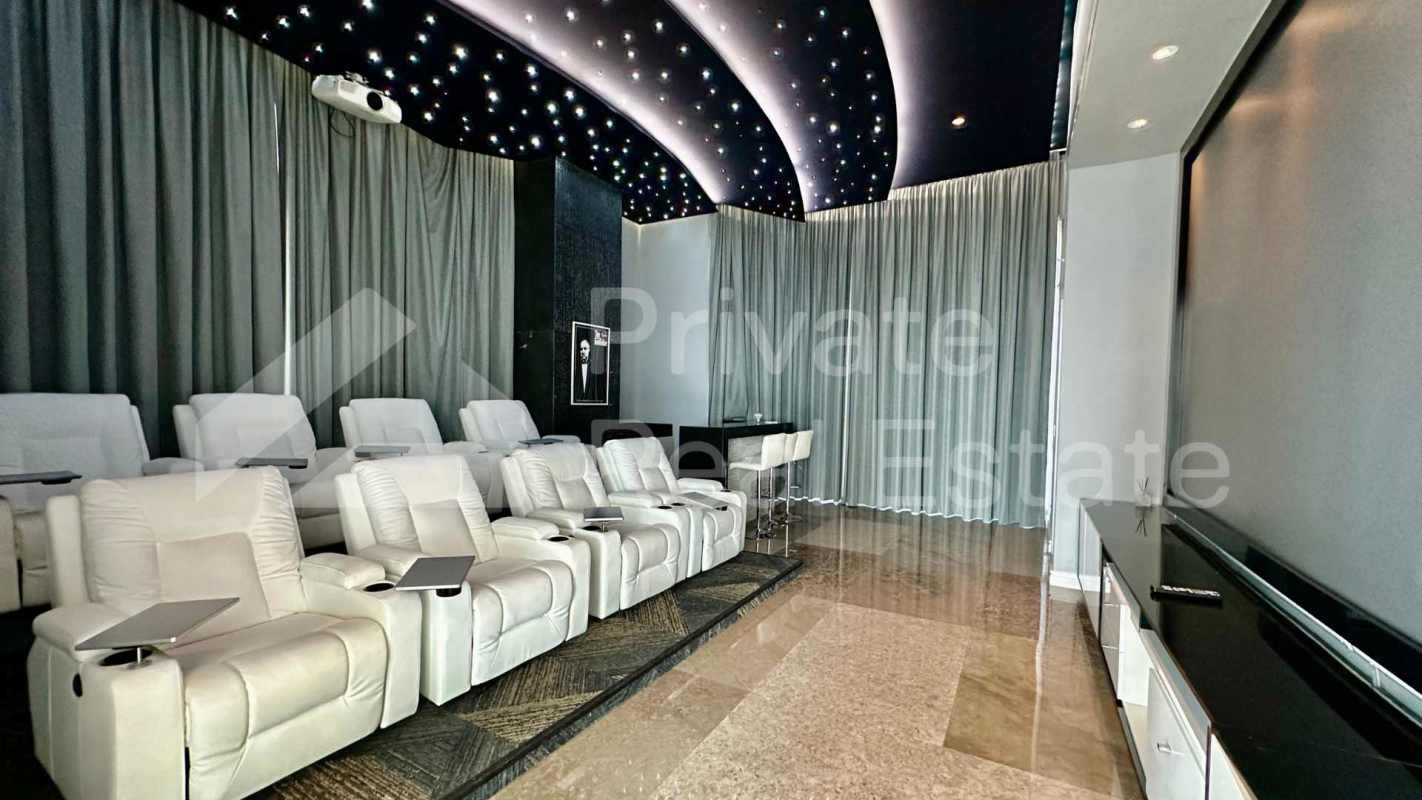 Outdoor terrace featuring Jacuzzi lap pool city skyline in PH Blue Bahia Punta Pacifica Panama