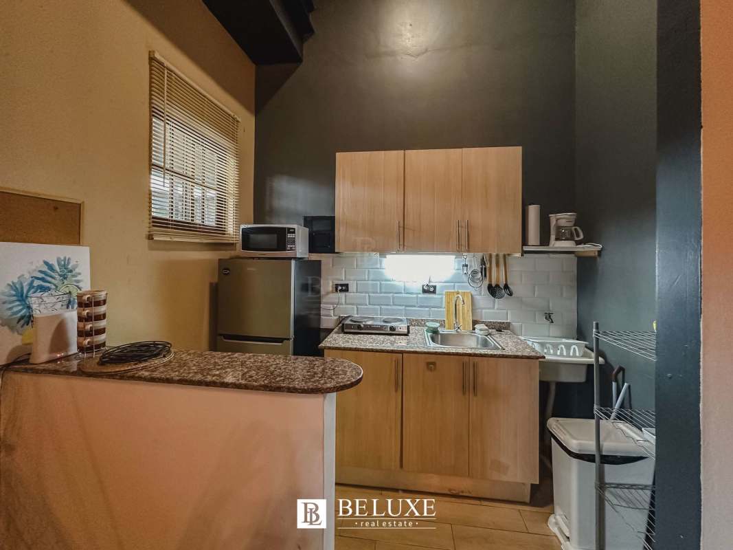 Contemporary small kitchen granite countertop wood cabinets PH Casa Santana