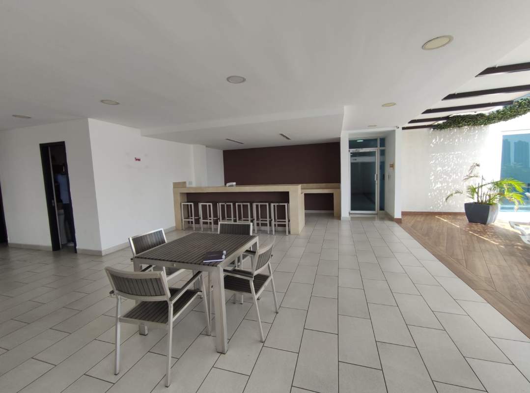 Outdoor BBQ grill area with seating covered roof PH Coral Tower Panama