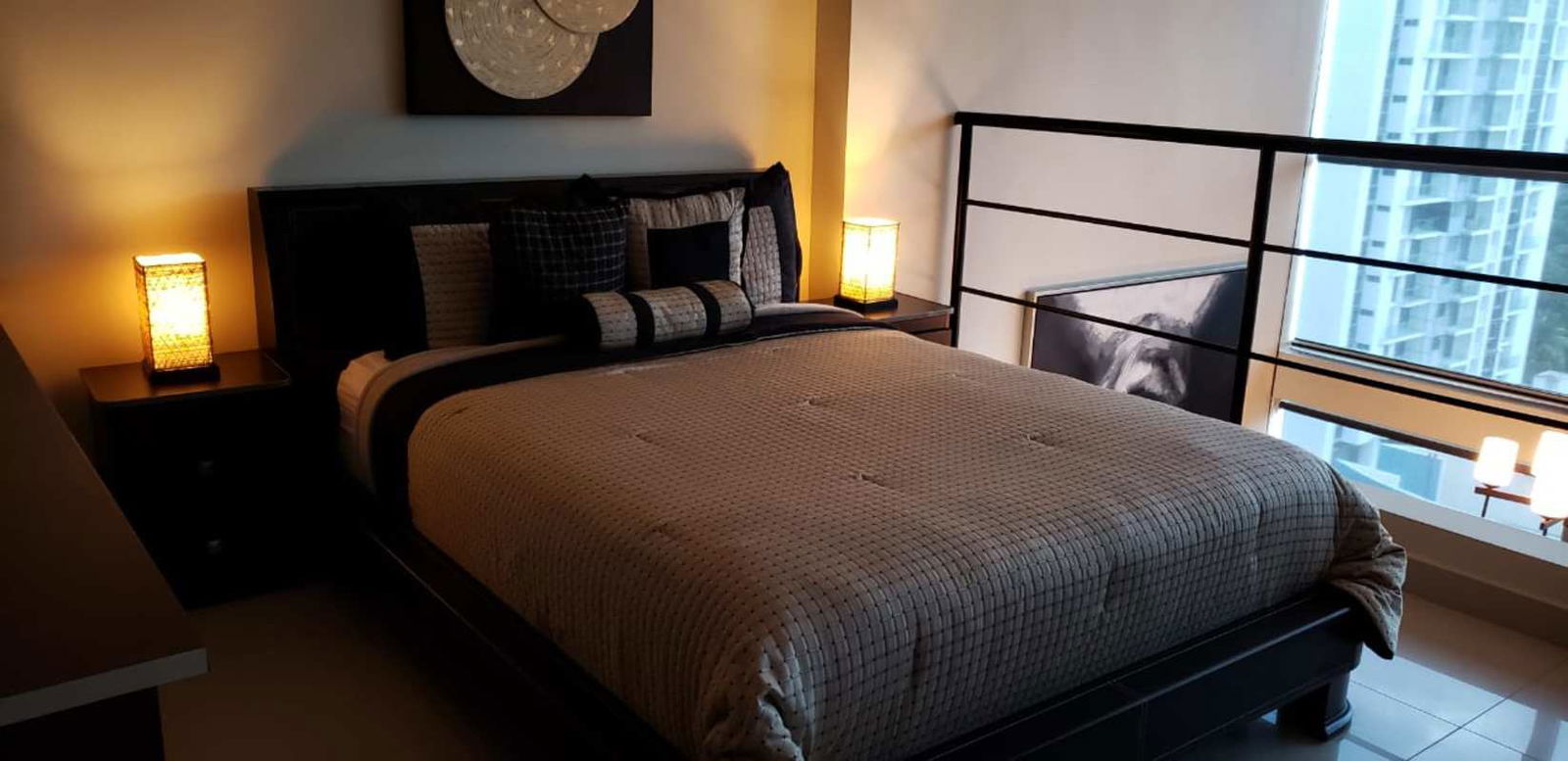 Dining space integrated with modern kitchen loft apartment PH Royal Plaza El Cangrejo Panama