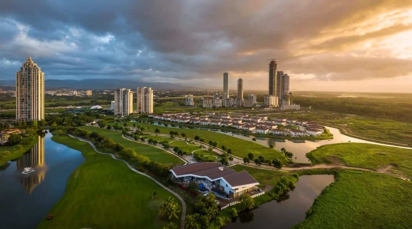 Planned luxury community with golf course, lakes and tower condos in Peninsula Estates Panama