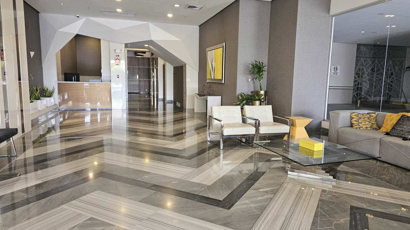Luxury lobby with marble floors reception and elegant decor PH Parkside Costa del Este