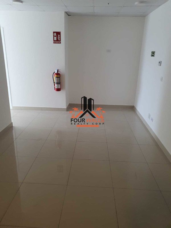 Bright hallway corridor inside PH BOC commercial office building Panama City