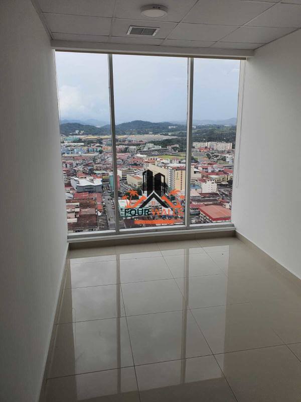 Office room with full height windows and city skyline in PH BOC Panama City