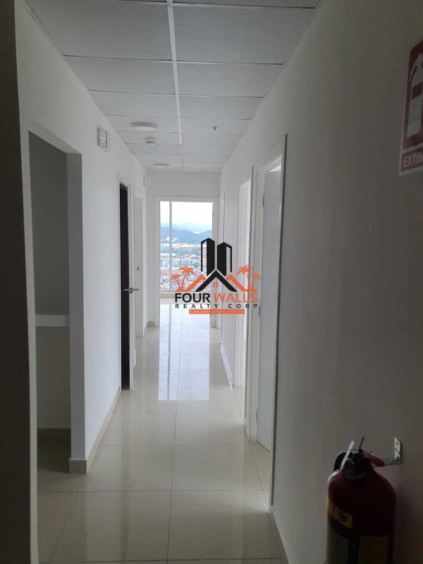 Hallway with cityscape window inside PH BOC Office Tower Panama City