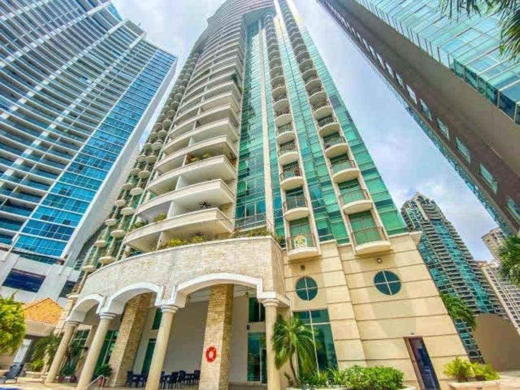 Modern luxury high-rise condominiums with balconies at PH Pacific Point Panama City