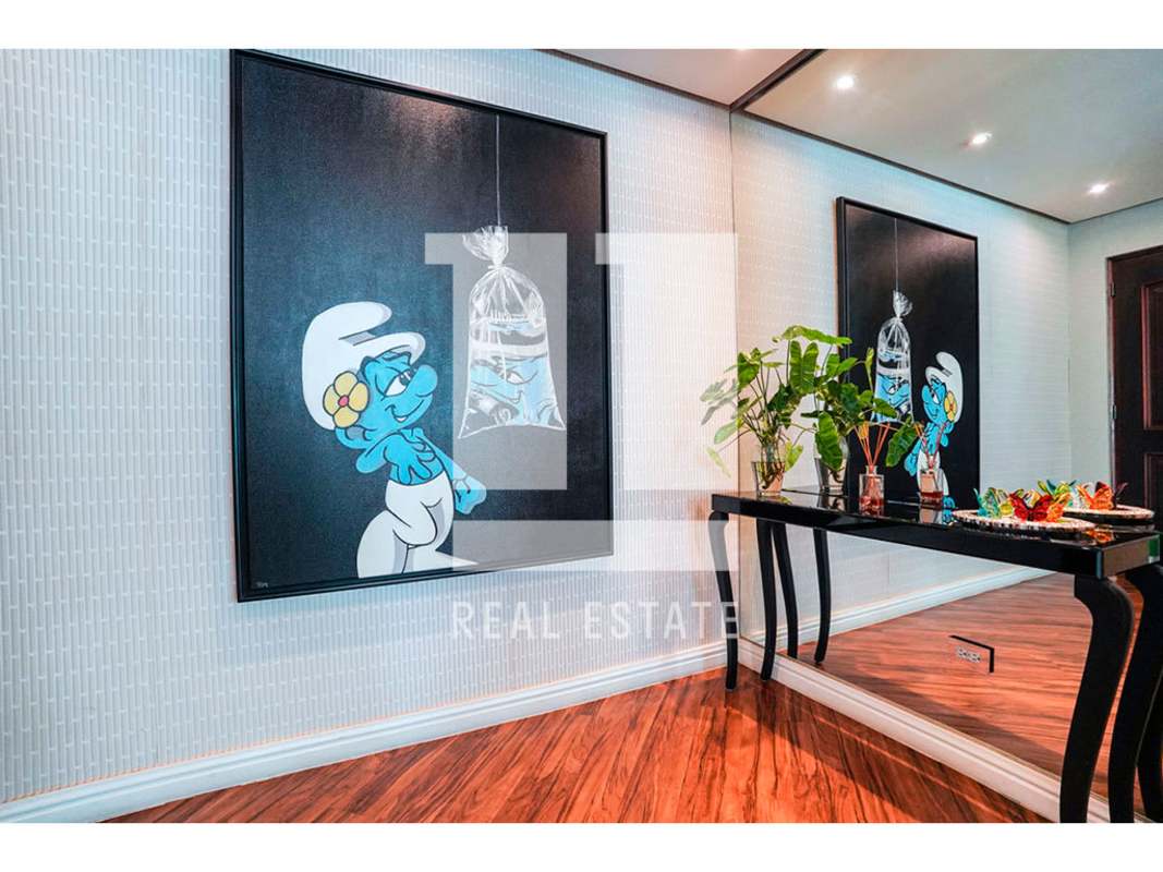 Modern bedroom with workspace, upholstered bed, air conditioning PH Bahia Obarrio Panama