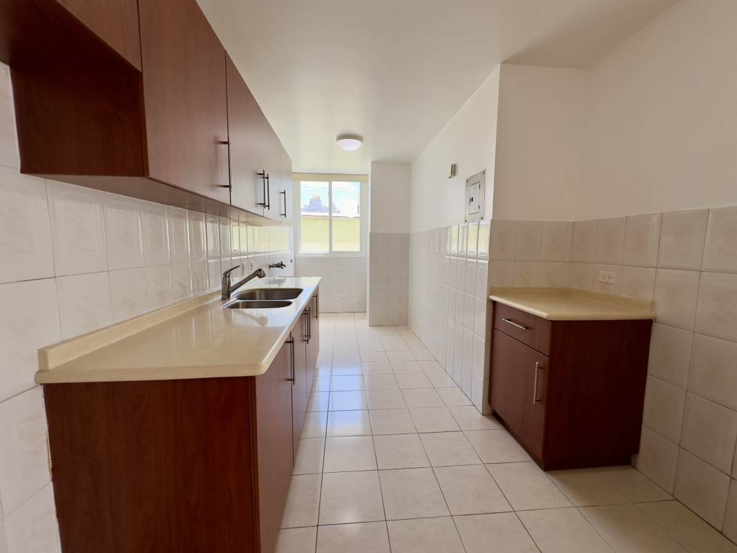 Contemporary bathroom with glass shower enclosure in apartment for rent El Cangrejo Panama