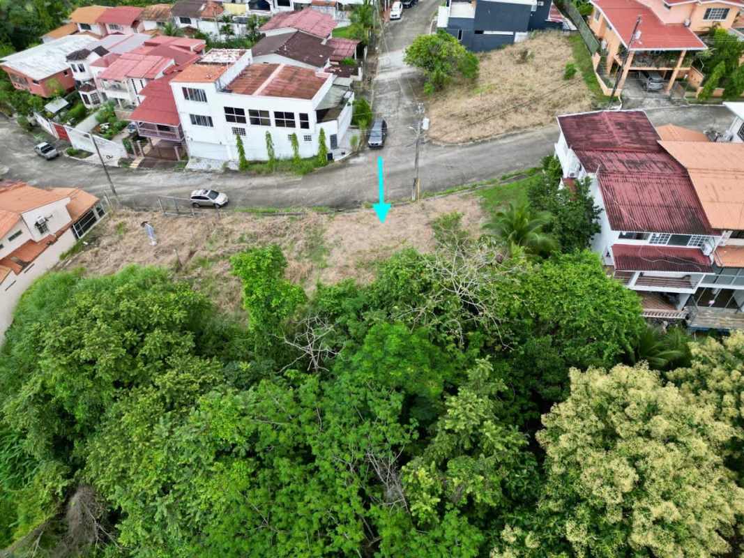 Aerial of residential area surrounding lot at Altos de Santa María San Miguelito Panama City