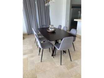 Modern dining room with terrace views in luxury resort Panama villa