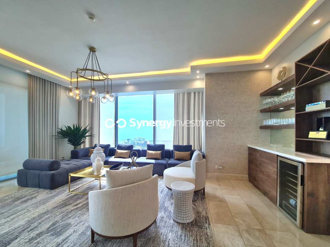 Fully equipped kitchen quartz tops ocean view luxury Punta Pacifica Panama