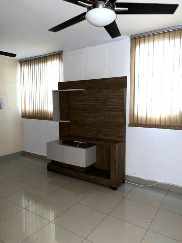 Bright living dining room with ceiling fan ceramic tiles in PH Centennial Parque Lefevre Panama