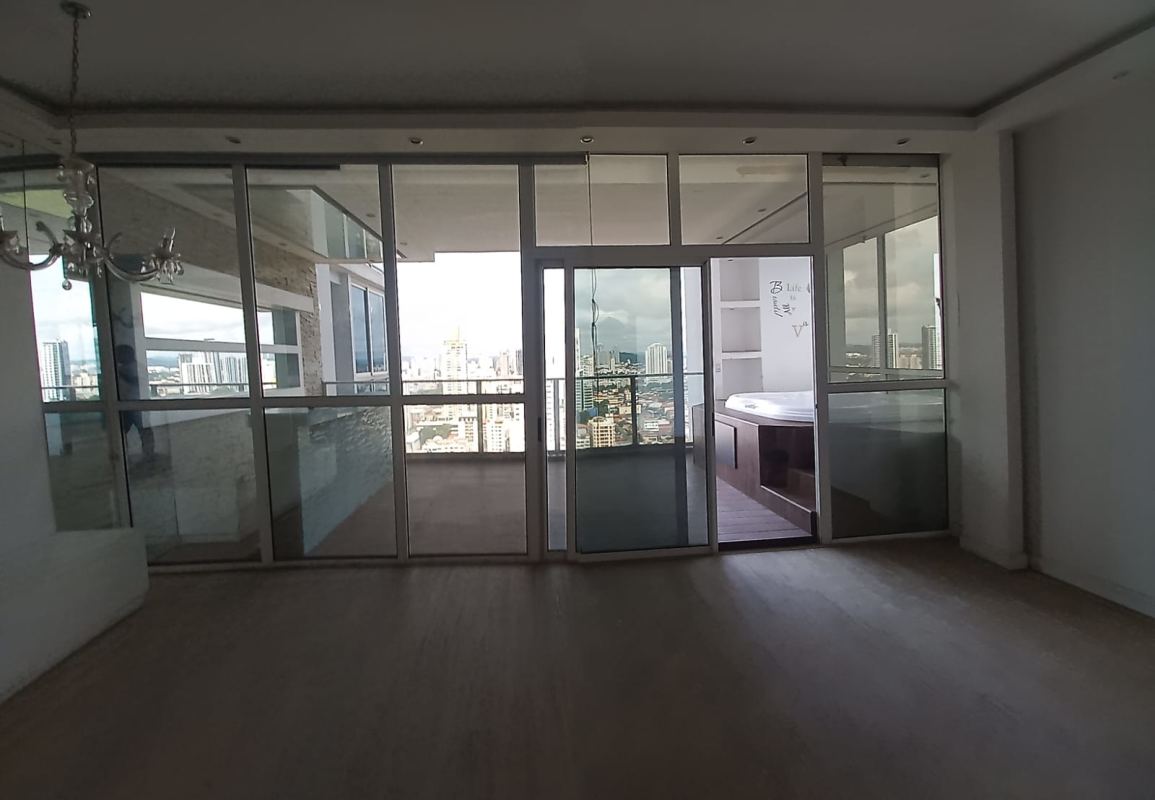Modern apartment living room with access to balcony jacuzzi PH Quadrat San Francisco Panama
