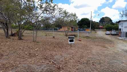 Open lot with sign, fencing and quiet street in Coronado Panama