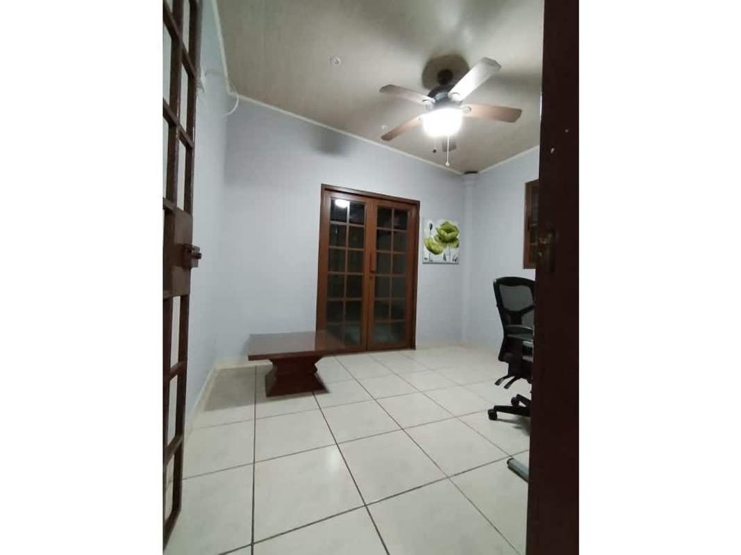 Office or den room with tiled floor, ceiling fan, glass doors Brisas del Golf Panama