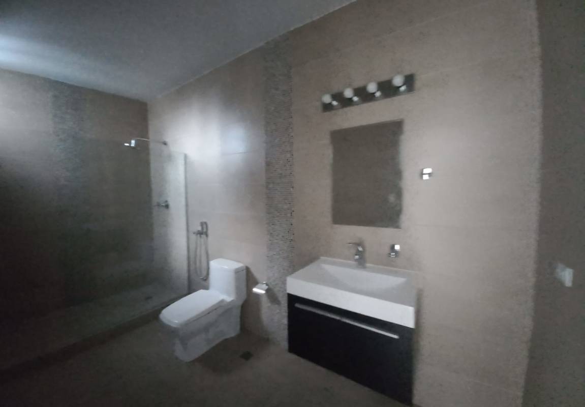 Bathroom with glass shower enclosure and modern finishes at PH The One Tower San Francisco Panama