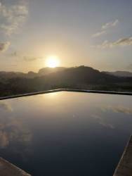 Unfinished infinity pool overlooking lush tropical hills in Capira Panama