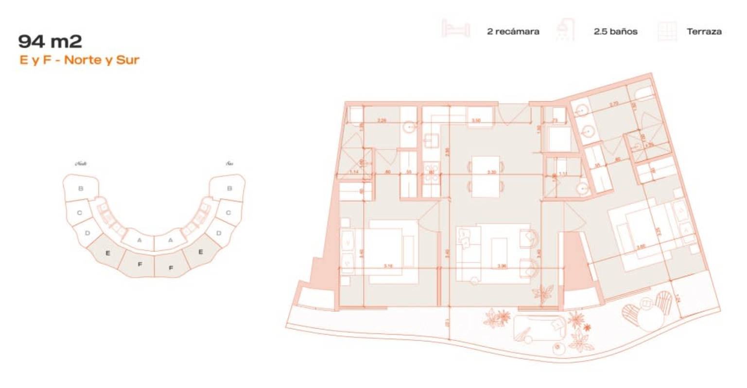 Condo layout of 2 bedroom, 2.5 bathroom with large terrace area Amador Panama