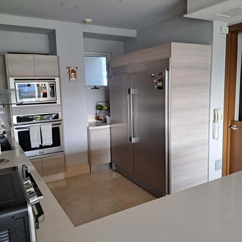 Modern kitchen built-in oven microwave stainless steel Santa Maria Panama