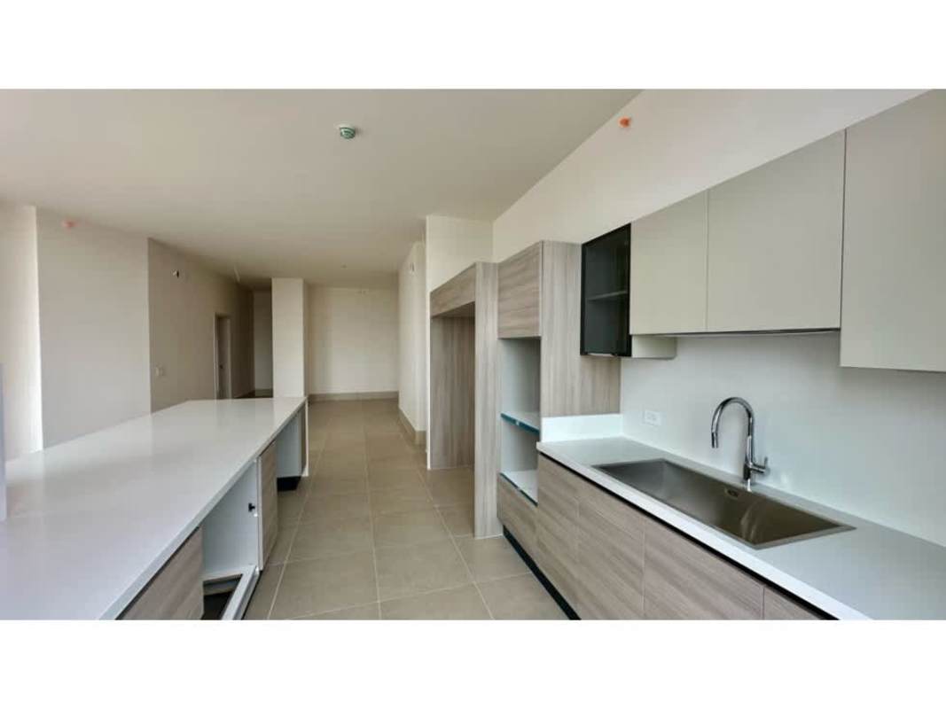 Open kitchen with large windows at PH Ocean House Santa Maria Panama