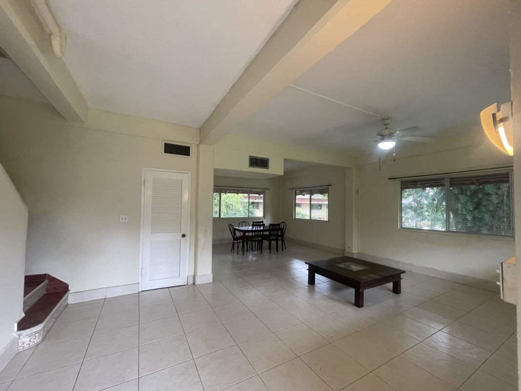 Spacious living dining room with large windows ceiling fan and natural light Clayton Panama
