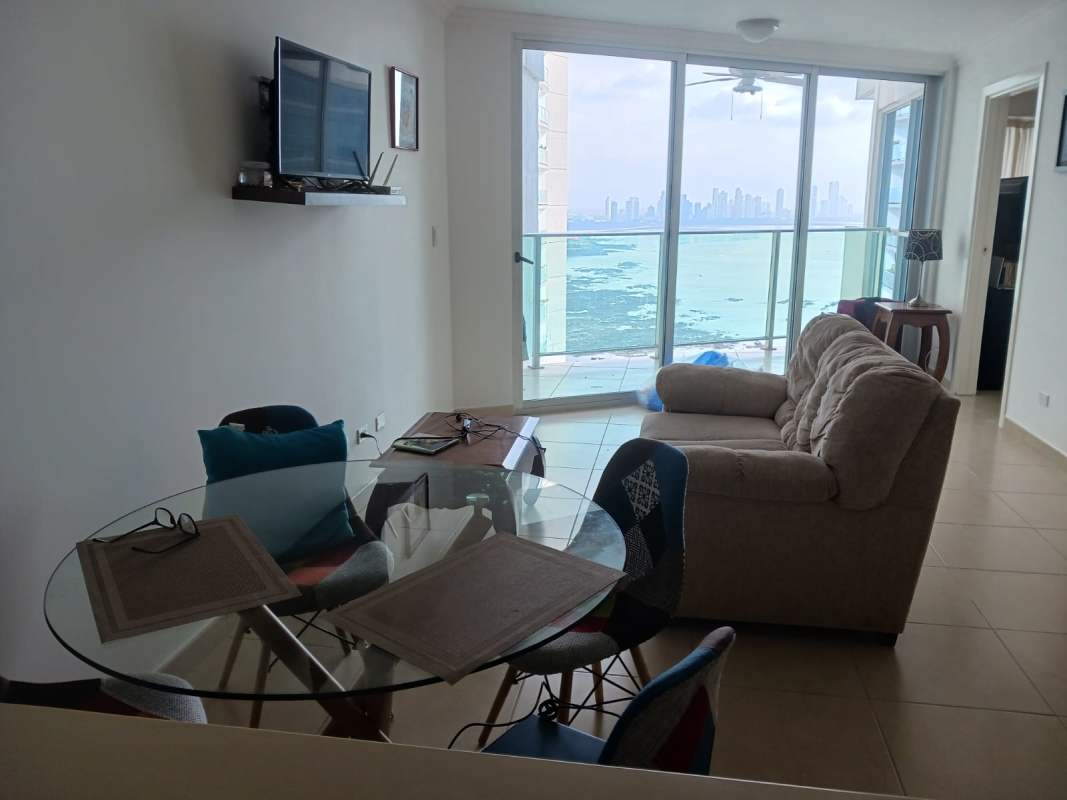 Ocean view bedroom with AC in luxury Punta Pacifica Panama apartment
