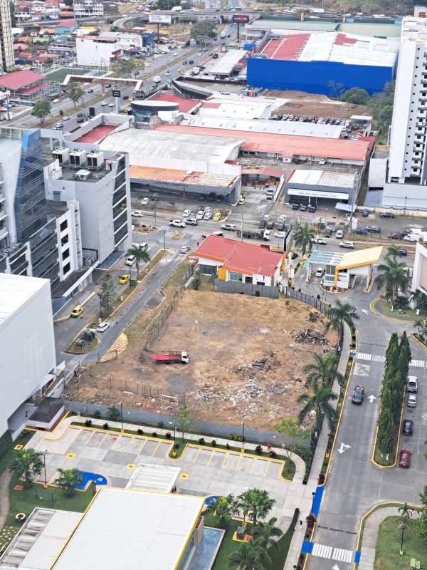 Vibrant Panama City urban commercial hub near lot for sale with retail and residential buildings