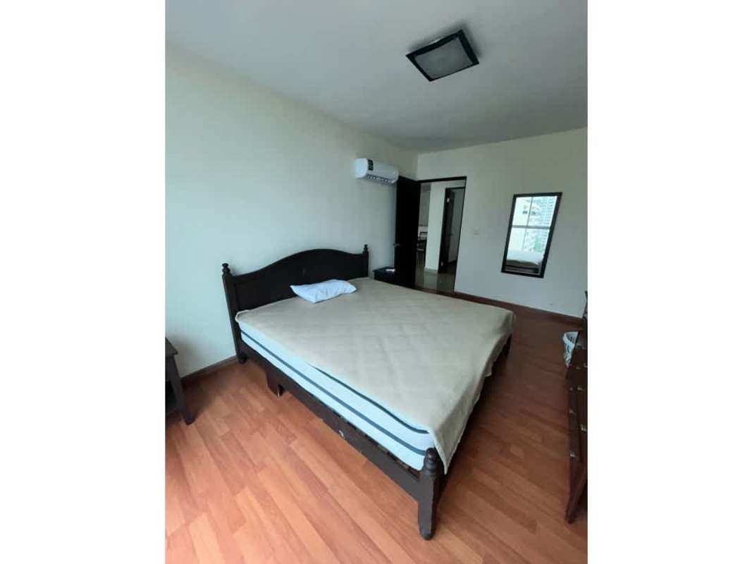 Second bedroom with large city view windows in PH Oceanaire Punta Pacífica Panama