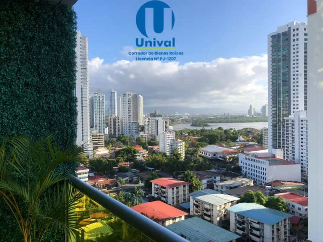 Ocean view balcony high-rise apartment Moon Tower Coco del Mar Panama City skyline