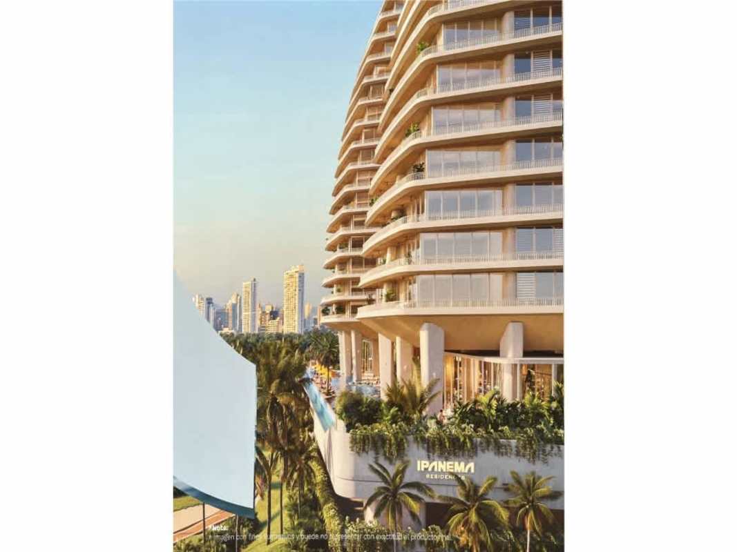 Contemporary high-rise PH Ipanema Waterfront with curved balconies and gardens Costa del Este Panama