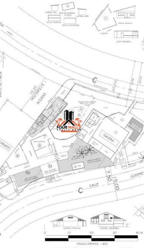 Commercial property blueprint layout with access points parking and event space in Albrook