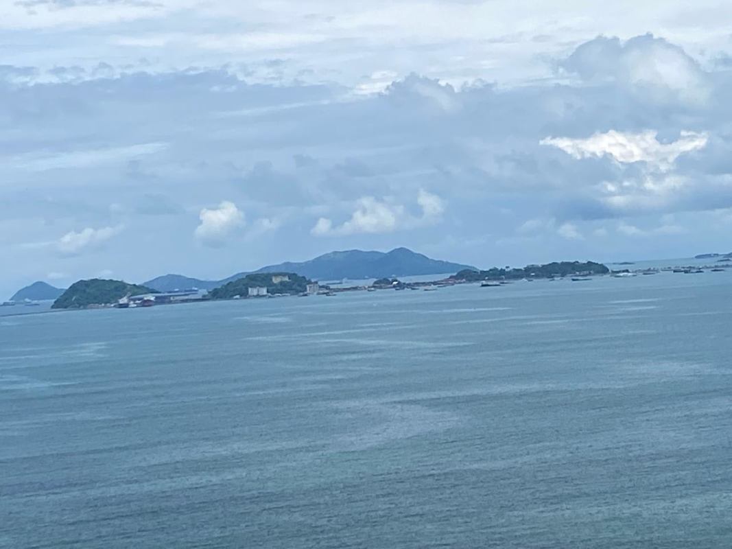 Spacious living room large windows panoramic sea views Punta Pacifica Panama City