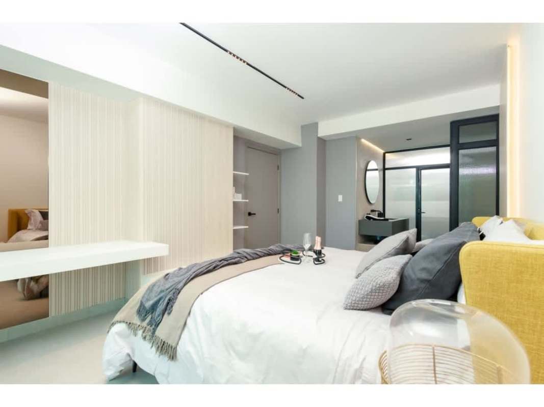 Luxury bathroom with glass walk-in shower in PH Uptown tower Avenida Balboa Panama City