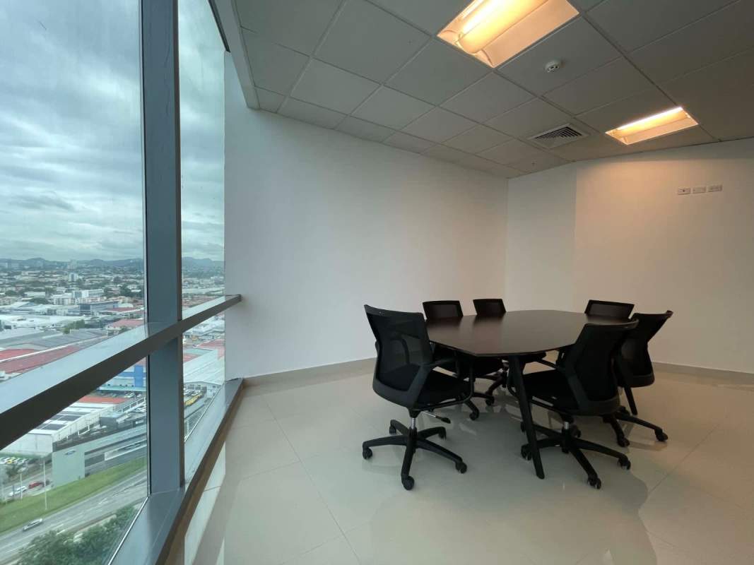 Modern conference room with city skyline views for sale in Financial Park Costa del Este Panama