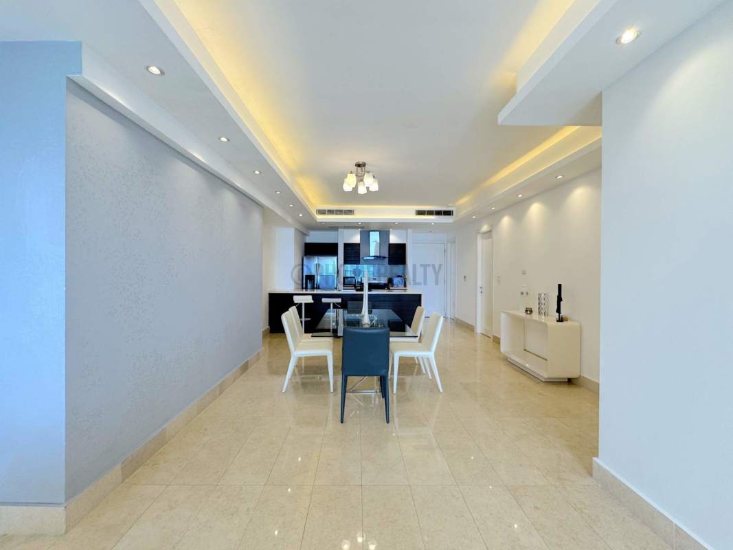 Spacious bedroom with marble floors and sea view windows PH Yoo Panama