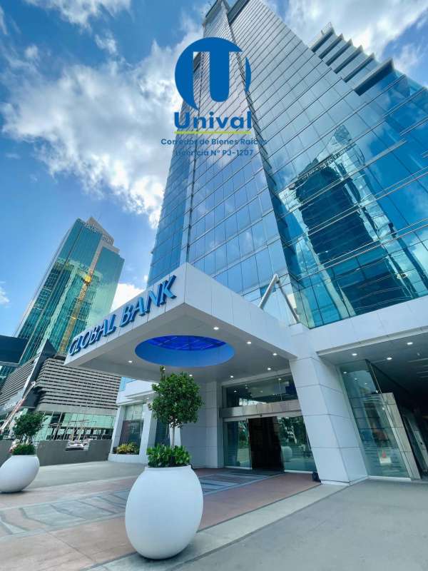 Modern workspace with glass partitions at Torre Global Bank Panama
