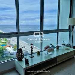 Master bedroom with ocean view and blue coastal decor PH Coronado Bay Panama