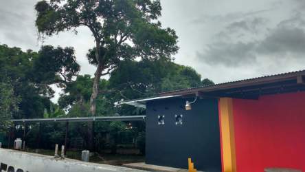 Bright columns and covered patio exterior commercial property Santiago