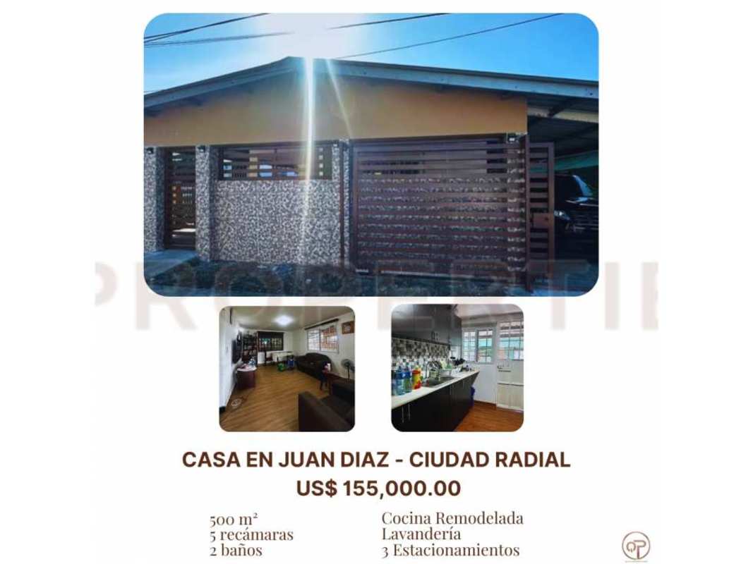Exterior, bright living room, and kitchen area at house for sale Ciudad Radial Juan Díaz