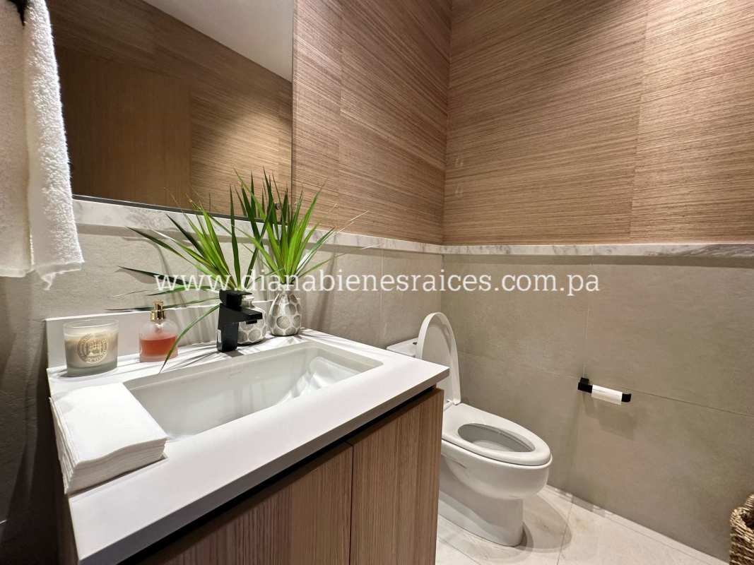 Luxury kitchen with marble island and integrated living area PH Ocean House Santa Maria Panama