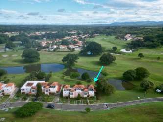 Large covered terrace overlooking gardens and golf at Villa in Royal Decameron Resort Panama