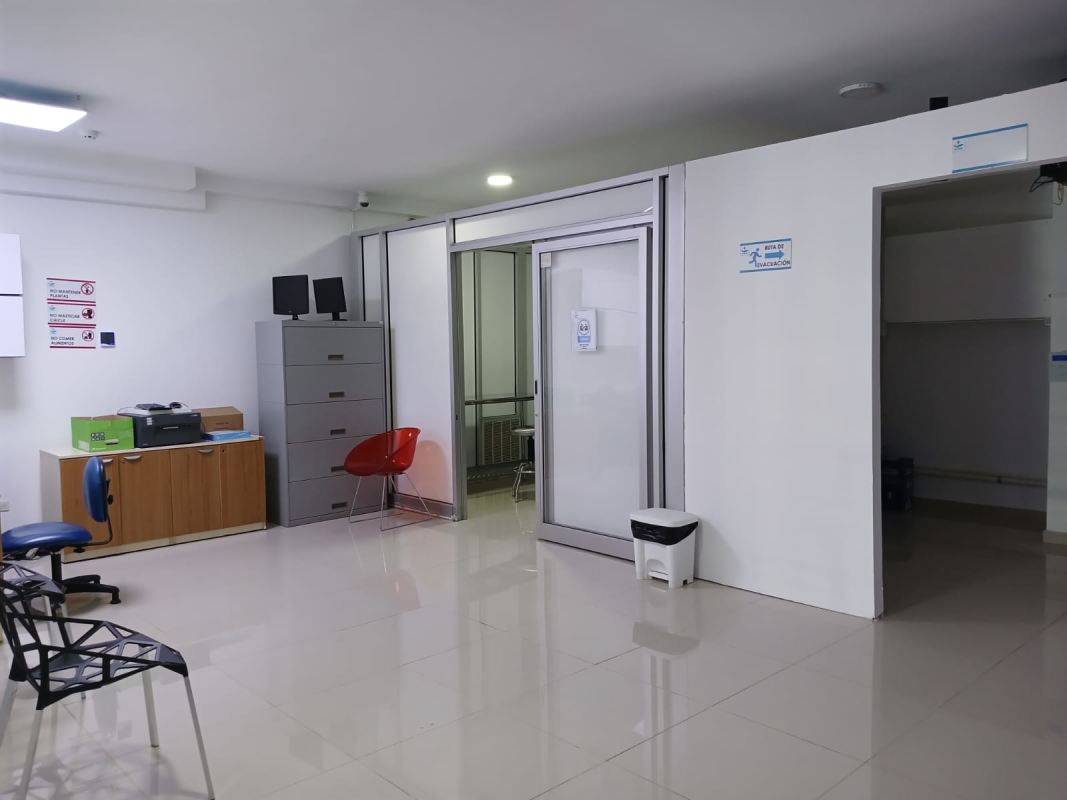 Inside pharmacy with glass counter and shelving Signature Point Obarrio Panama rental