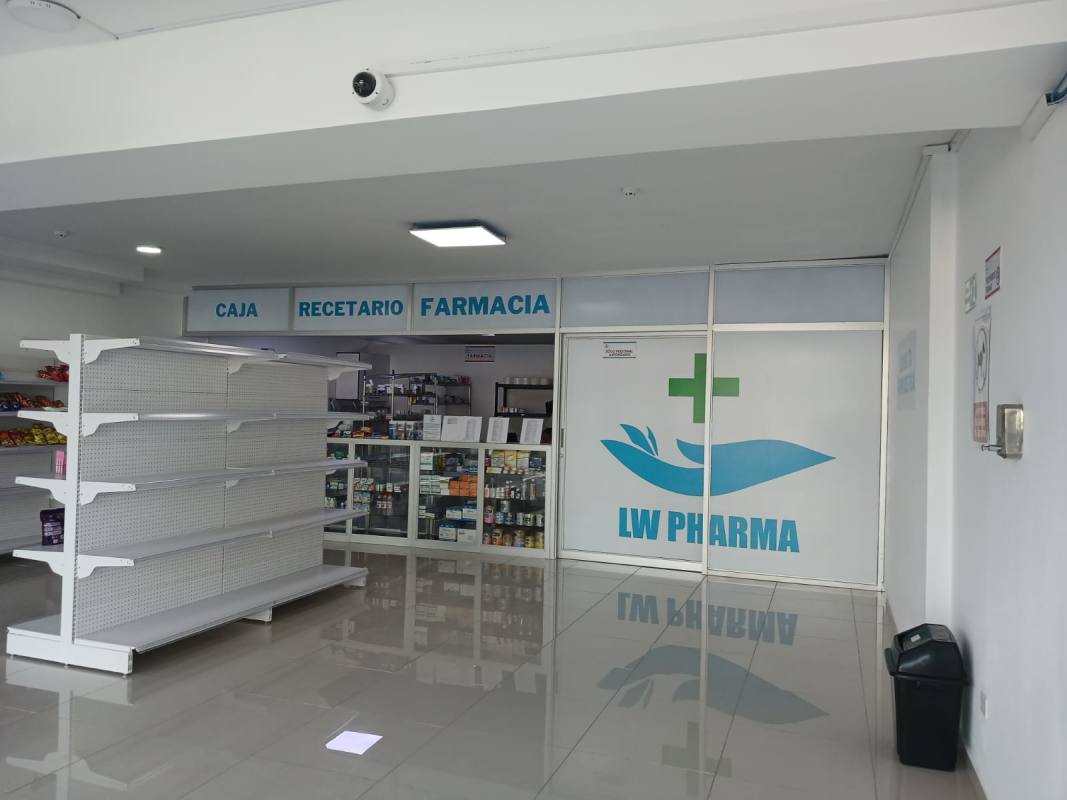 Reception lounge in retail pharmacy space for rent Signature Point Vía España Panama