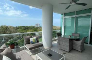 Outdoor lounge with seating and Pacific Ocean views at PH Solea Punta Barco