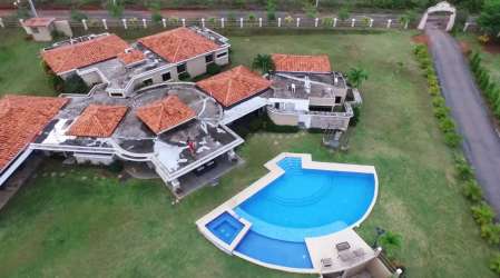 Panoramic view of Mediterranean estate along Panama Pacific beachfront in Sea Cliff