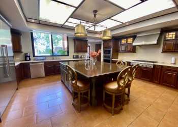 Bright living room with vaulted wooden ceilings luxury Buenaventura villa Panama