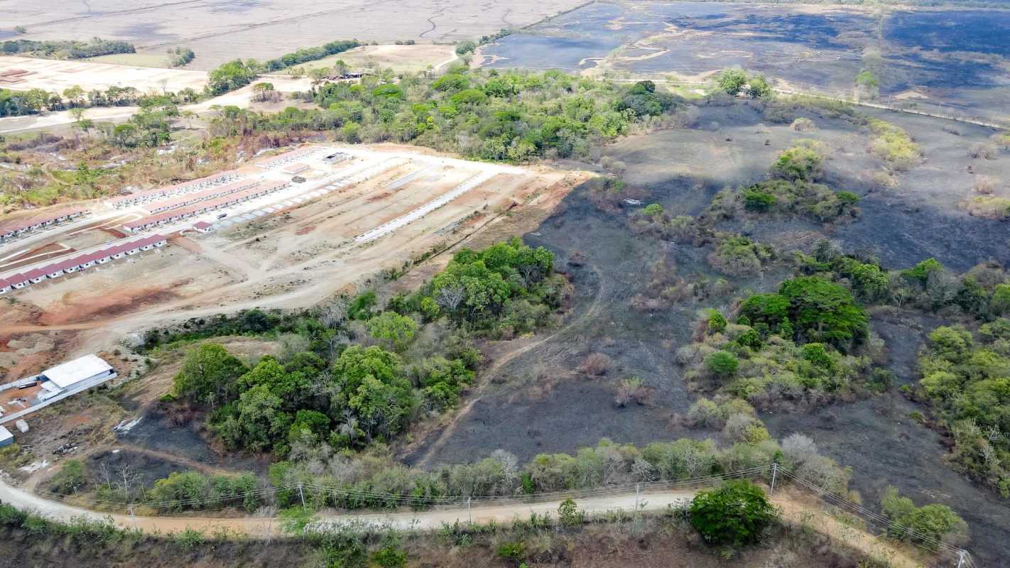 View of undeveloped land bordering new housing estates in Pacora Panama City