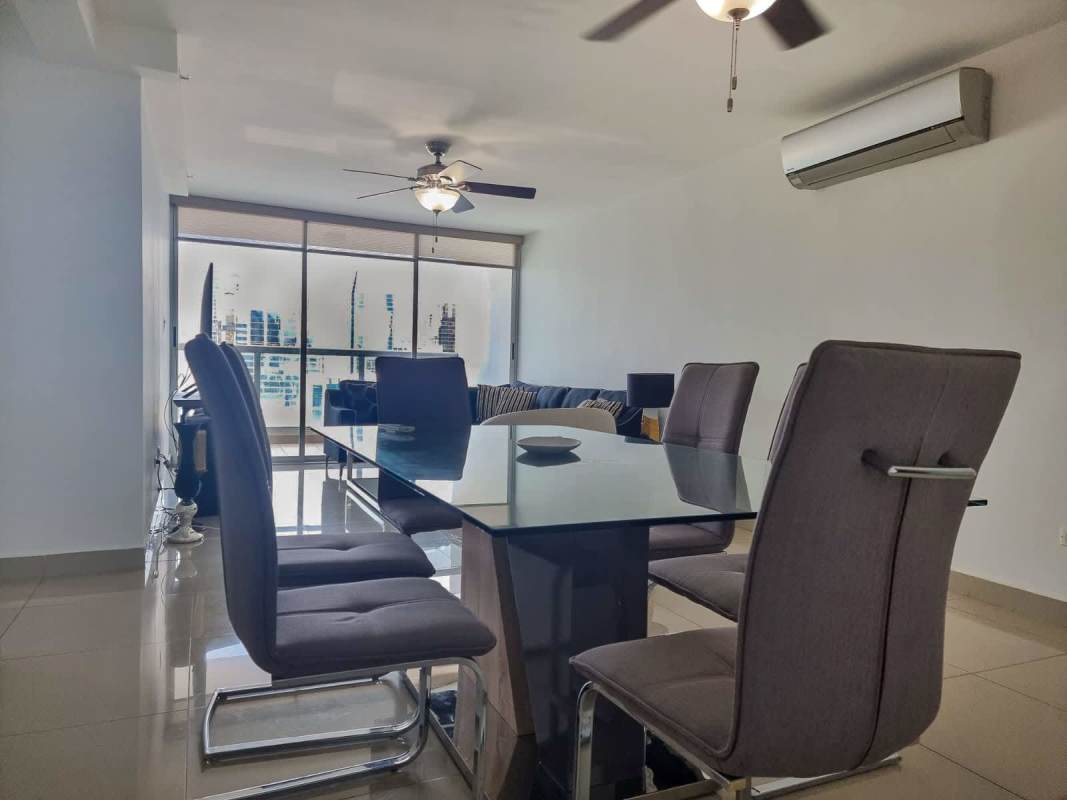 Second bedroom with tile floors closet and AC PH River Park Obarrio Panama