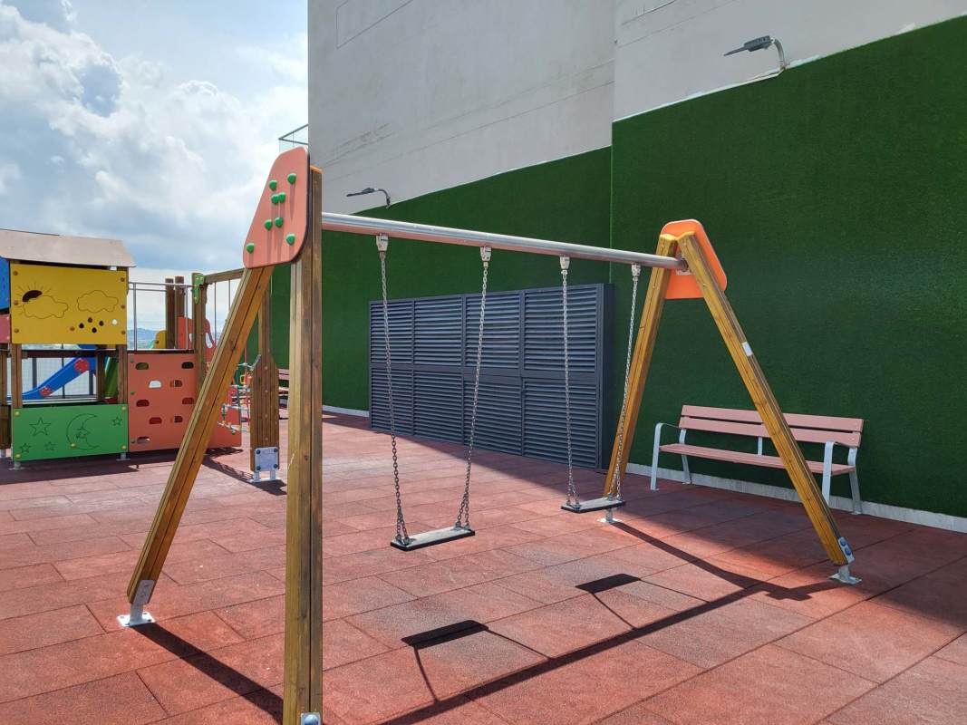 Mini soccer field with net enclosure at Empire Residences Santa María Panama luxury complex
